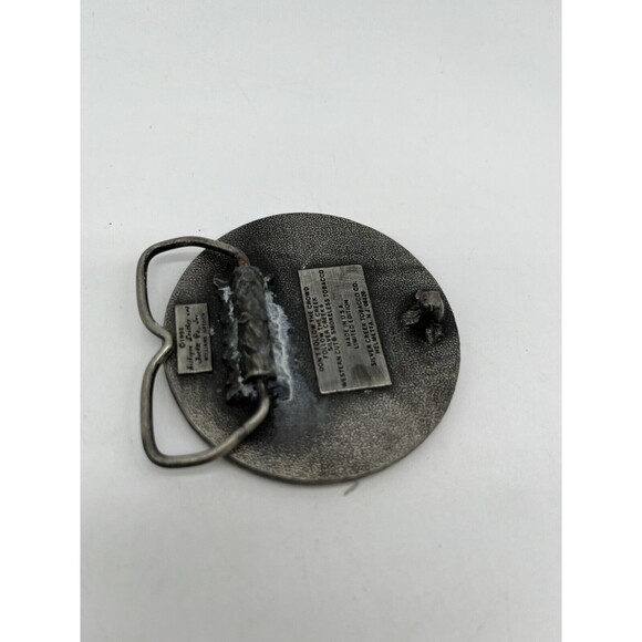 VINTAGE VTG 1982 SILVER CREEK WESTERN CUT SMOKELESS TOBACCO PEWTER BELT BUCKLE - Picture 2 of 3